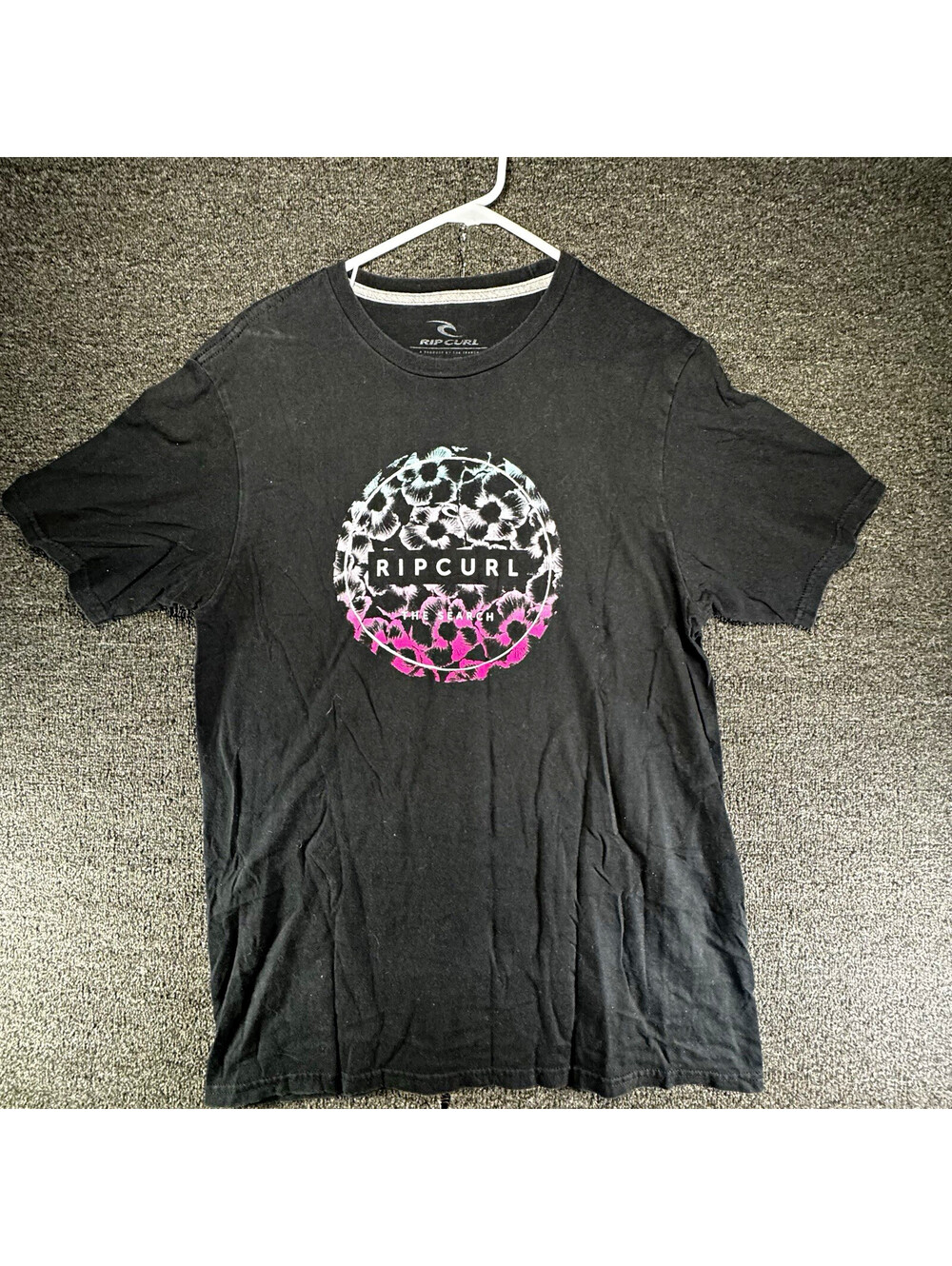 Rip Curl Men's Large Black Relaxed Fit Crew Neck Short Sleeve Graphic T-Shirt
